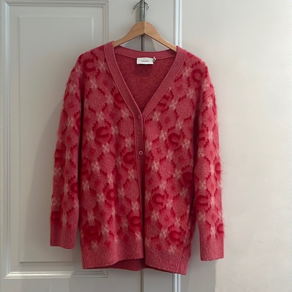 Coach button cardigan with pockets